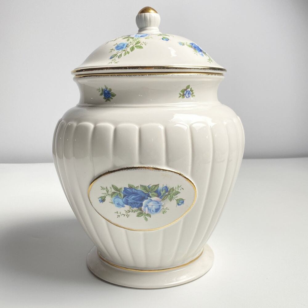 Royal Albert Moonlight Rose Fluted Cookie Jar Signed #1994/2500